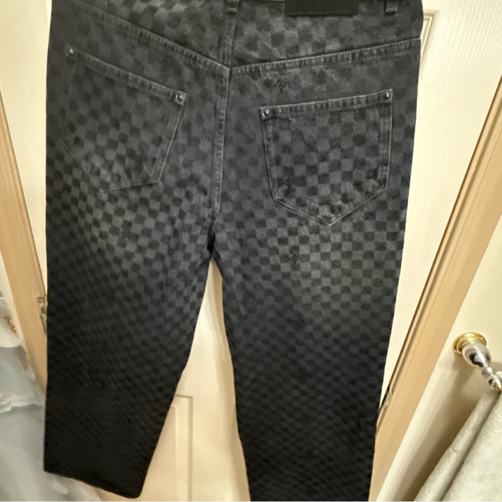 Louis Vuitton Black Patterned Denim Jeans Size 32 - Picture 4 of 12